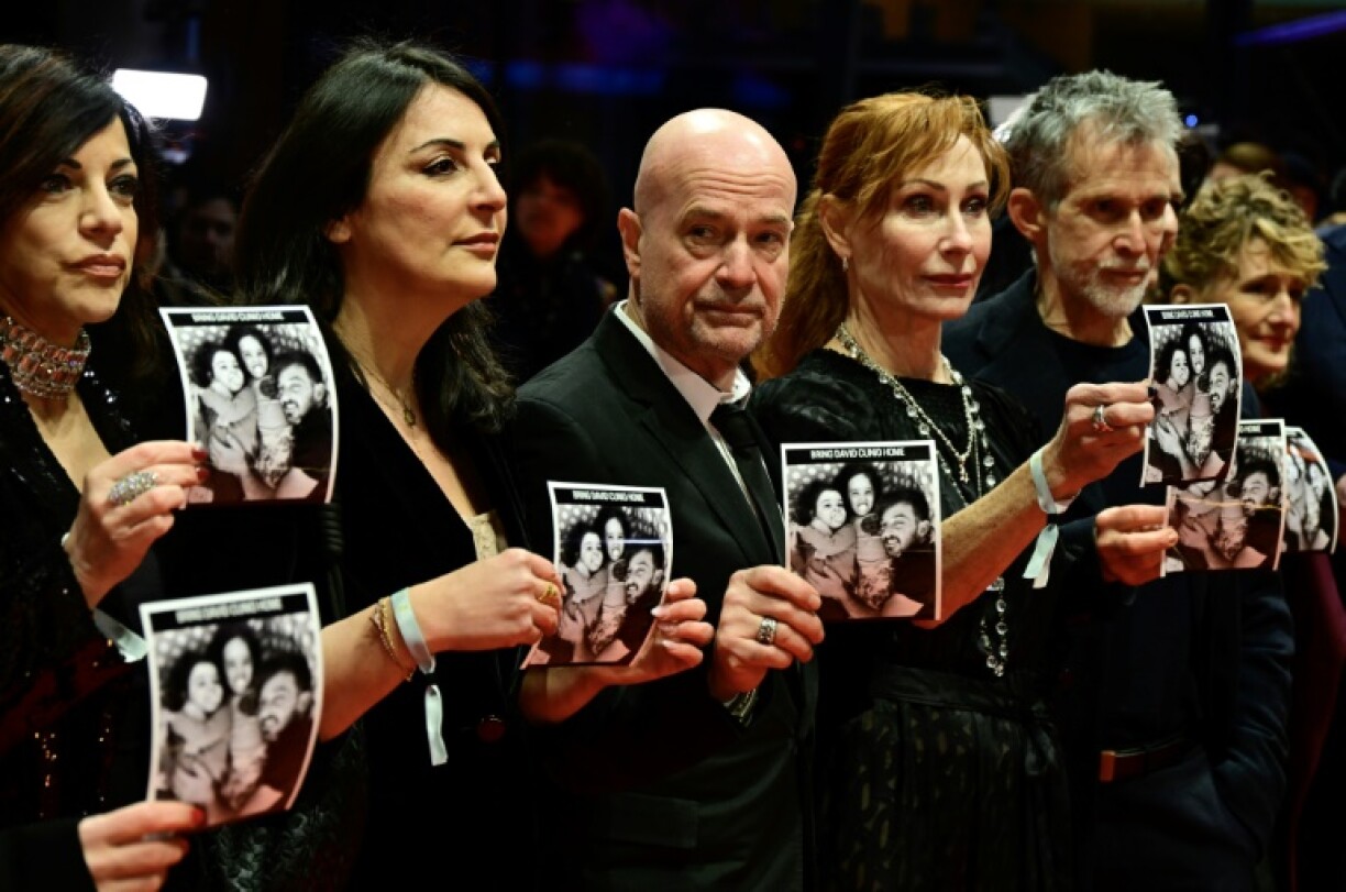 Stars of the Berlinale film festival held up pictures of David Cunio, an Israeli hostage held in Gaza, on the red carpet