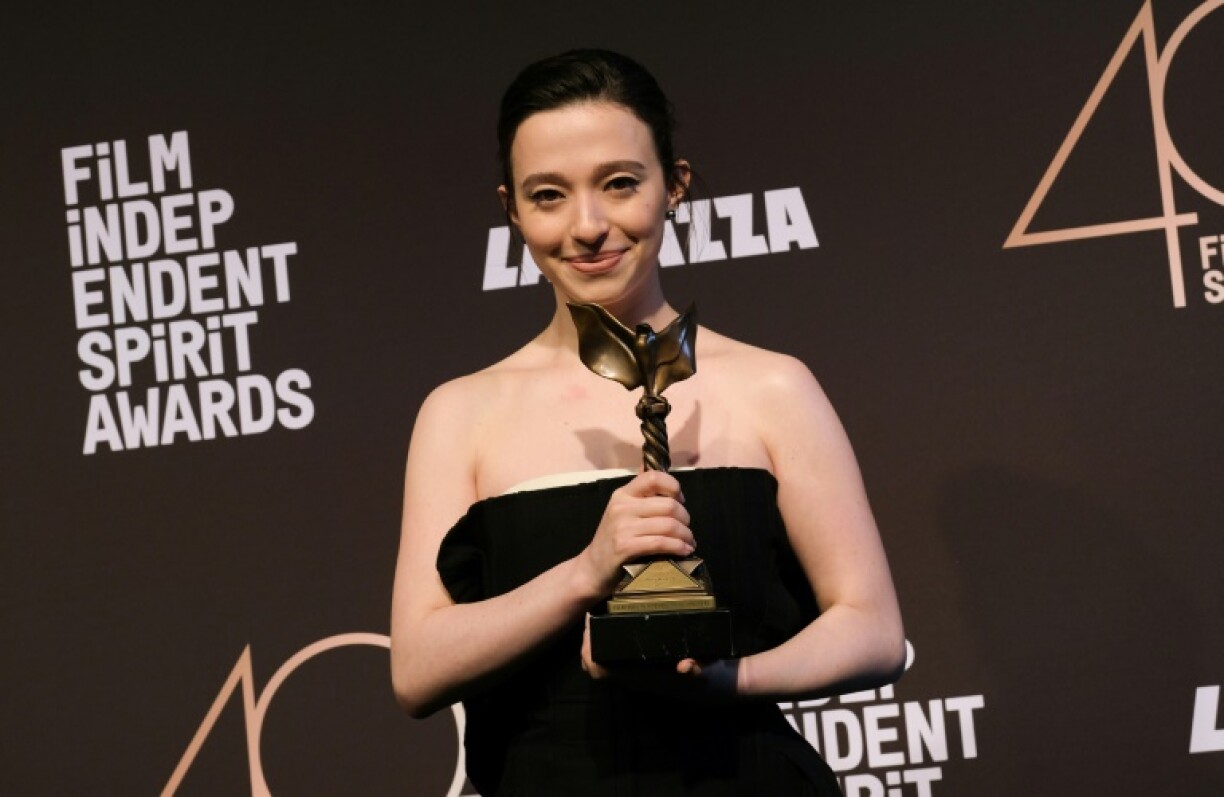 US actress Mikey Madison holds the award for Best Lead Performance for 'Anora' at the Spirit Awards