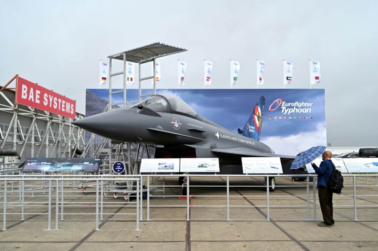 A Eurofighter Typhoon at the 2024 Farnborough International Airshow in the UK
