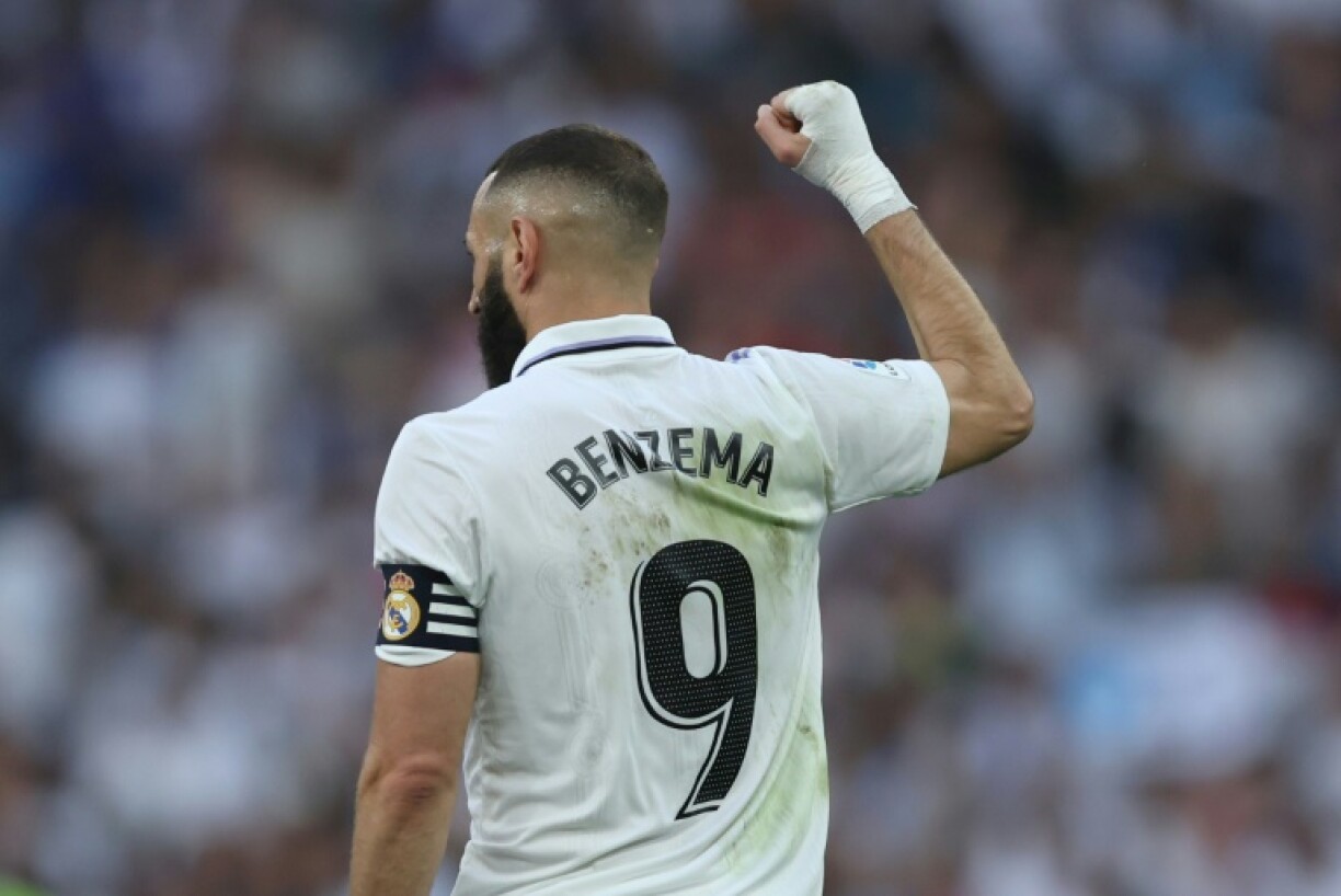 L'avant-centre du Real Madrid Karim Benzema, le 29 avril 2023 au stade Bernabéu de Madrid