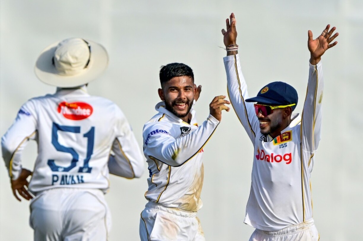 Sri Lanka's Sonal Dinusha (C) took three wickets on debut