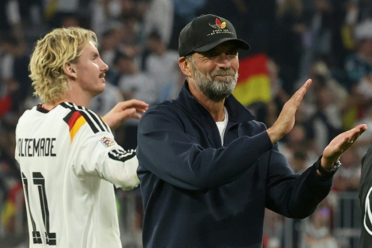 Jurgen Klopp is all smiles after Germany beat Serbia in Munich