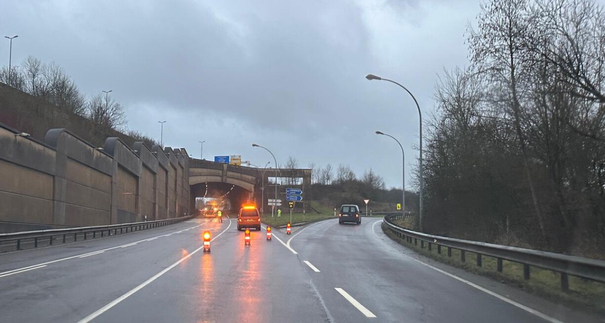 D'Streck laanscht d'Autobunnsopfaart zu Miersch nom Accident de 15. Januar 2026.