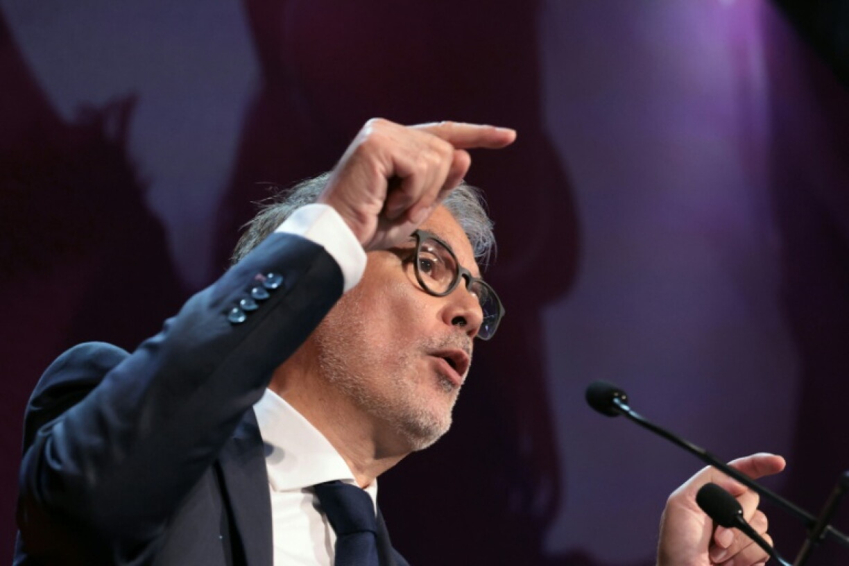 Le premier secrétaire du Parti socialiste, Olivier Faure s'exprime lors de l'université d'été de son parti, le 29 août 2026 à Blois