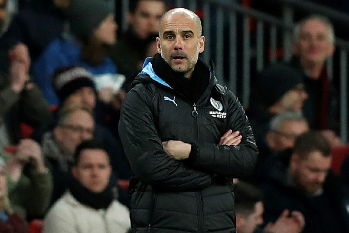 L'entraîneur espagnol de Manchester City, Pep Guardiola, lors du match de Premier League face à Aston Villa, à Londres, le 1er mars 2020