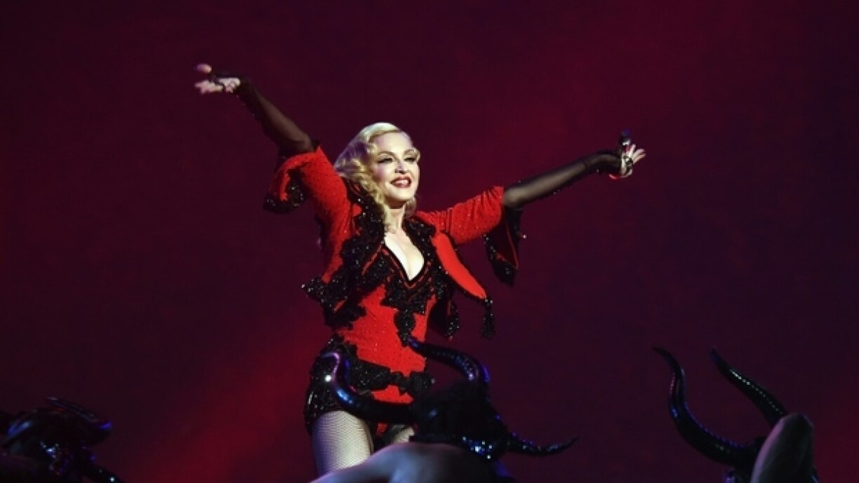 Madonna lors de la 57e cérémonie des Grammy, à Los Angeles, le 8 février 2015