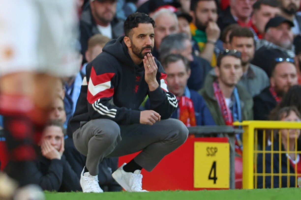 Ruben Amorim looks on during the Manchester derby