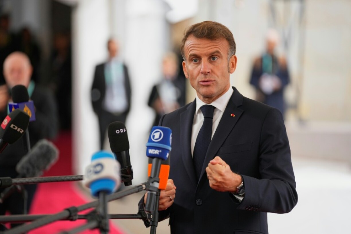 France's President Emmanuel Macron said Europe was in a 'confrontation' with Russia, pointing at Moscow's disinformation campaigns, cyber attacks and airspace violations