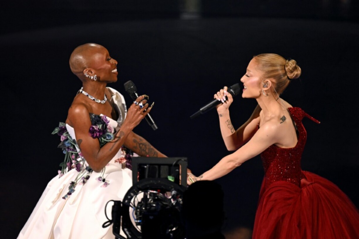 Cynthia Erivo (L) and Ariana Grande perform a 'Wicked'-themed medley to open the 97th Annual Academy Awards