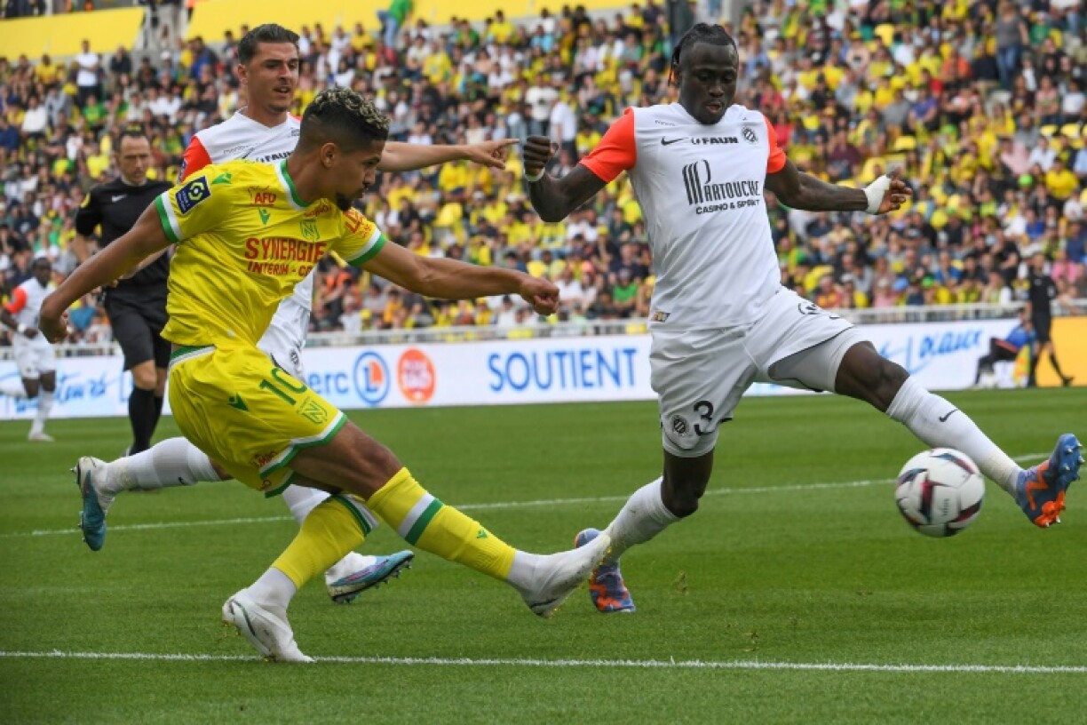 Ludovic Blas avec Nantes lors de la réception de Montpellier à la Beaujoire, le 20 mai 2023
