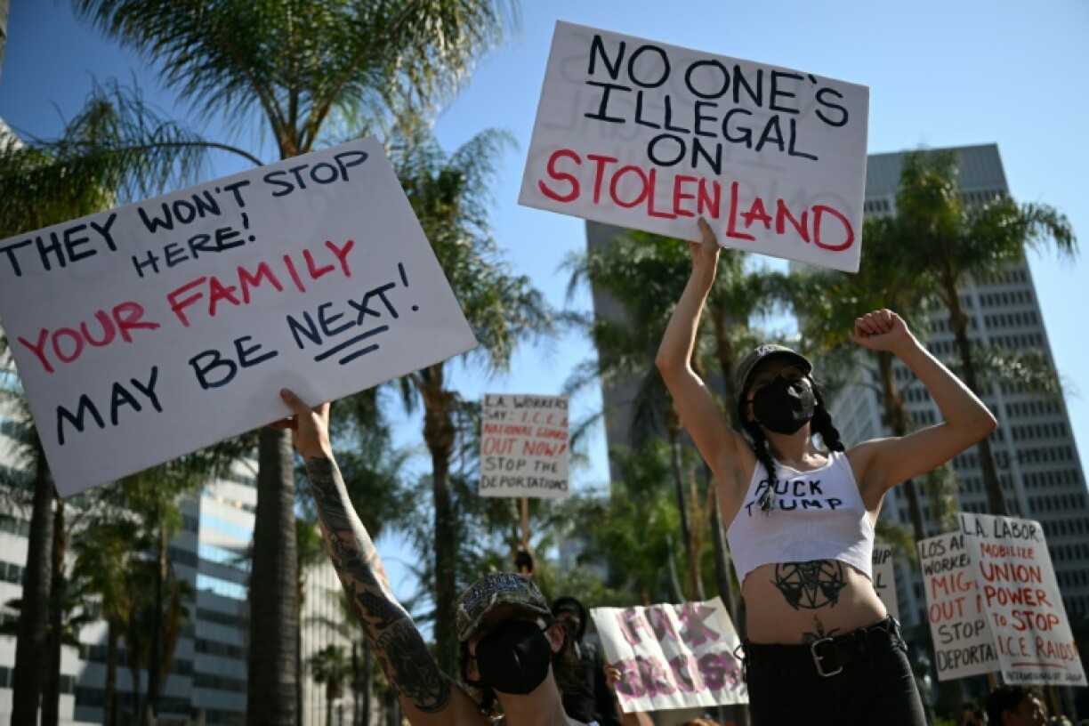 Manifestation contre la politique migratoire du président américain Donald Trump, le 11 juin 2025 à Los Angeles