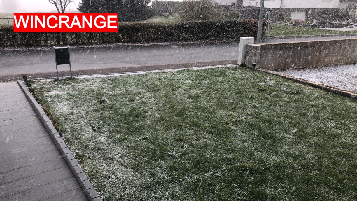 Snowfall in Wincrange on Monday.