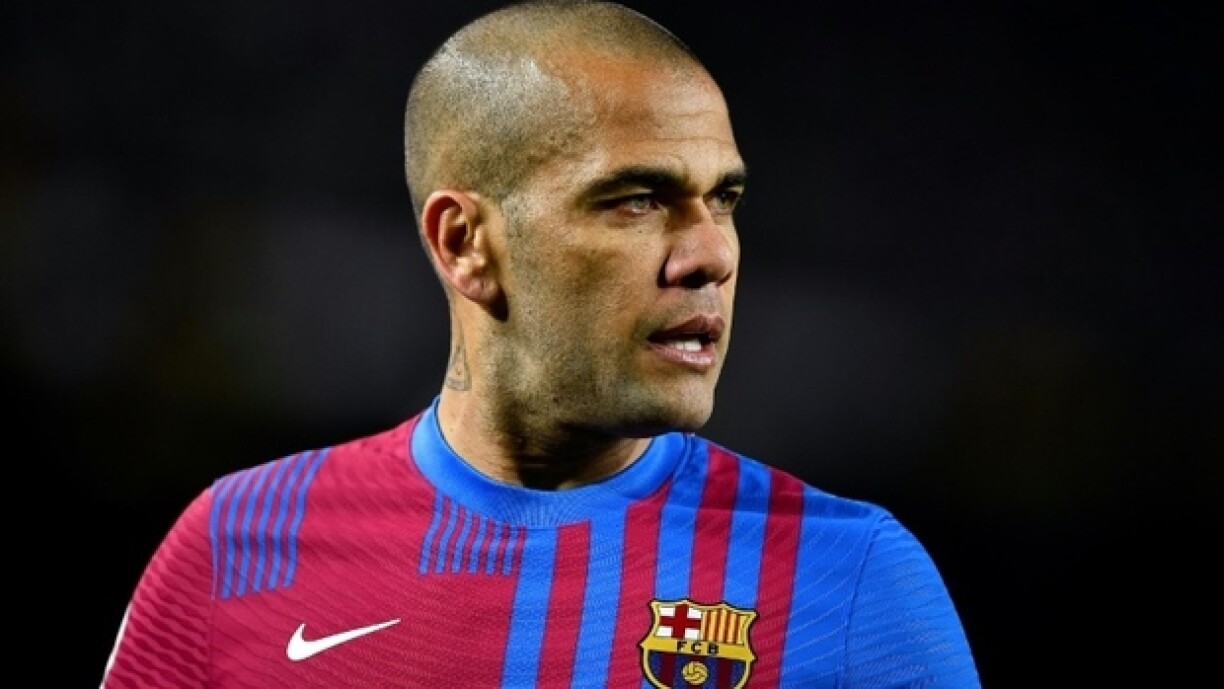 Le défenseur latéral brésilien Dani Alves, alors sous le maillot du FC Barcelone, le 27 février 2022 au Camp Nou
