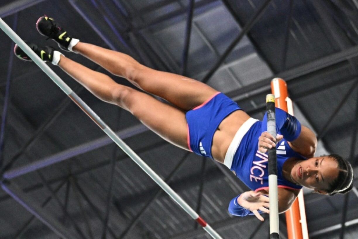 France's Marie-Julie Bonnin, winner of the women's pole vault at the world indoor championships in Nanjing