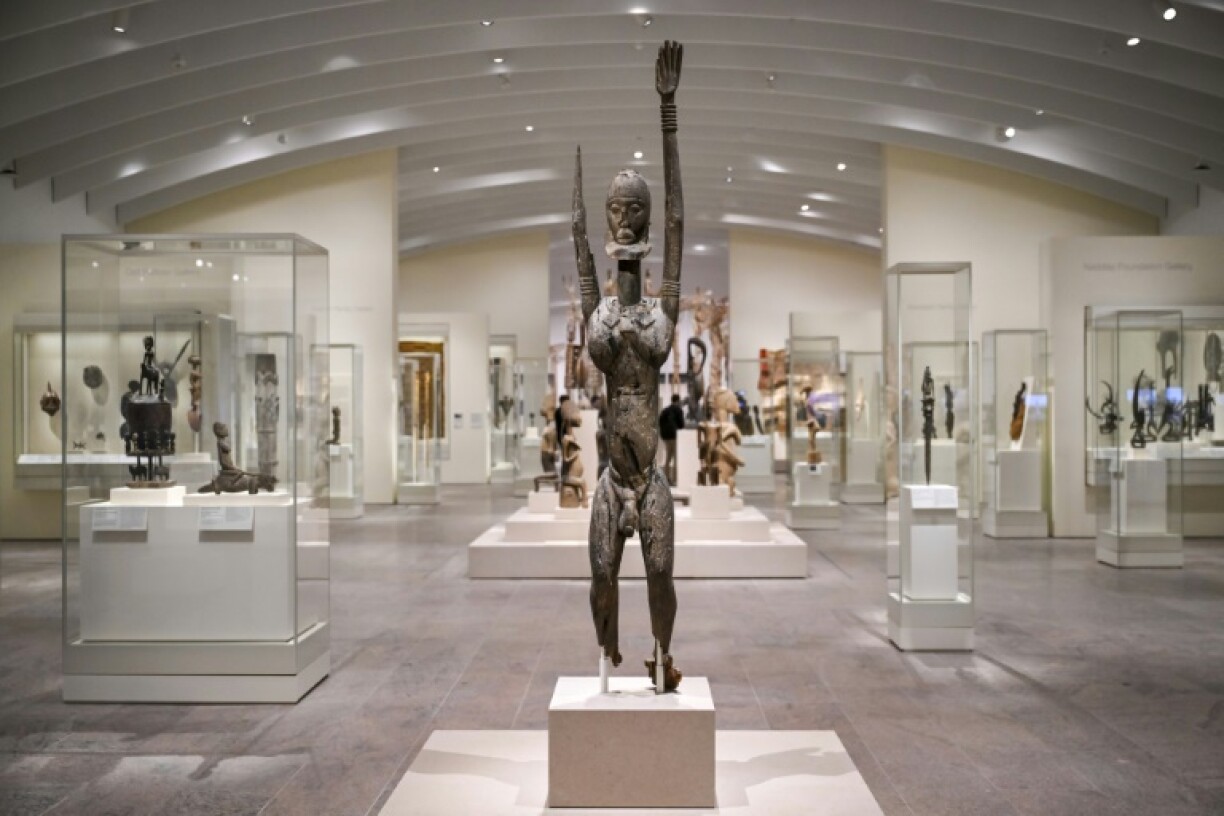 A Dogon art sculpture on display in the Michael C. Rockefeller Wing of New York's Metropolitan Museum