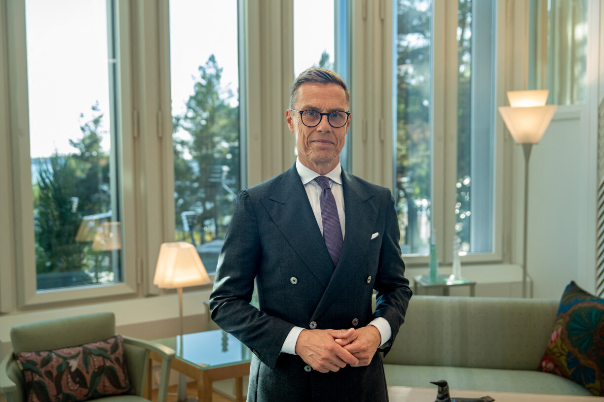 Finnish President Alexander Stubb poses for a pictures after an interview with AFP in Mäntyniemi on 15 September 2026 in Helsinki, Finland.