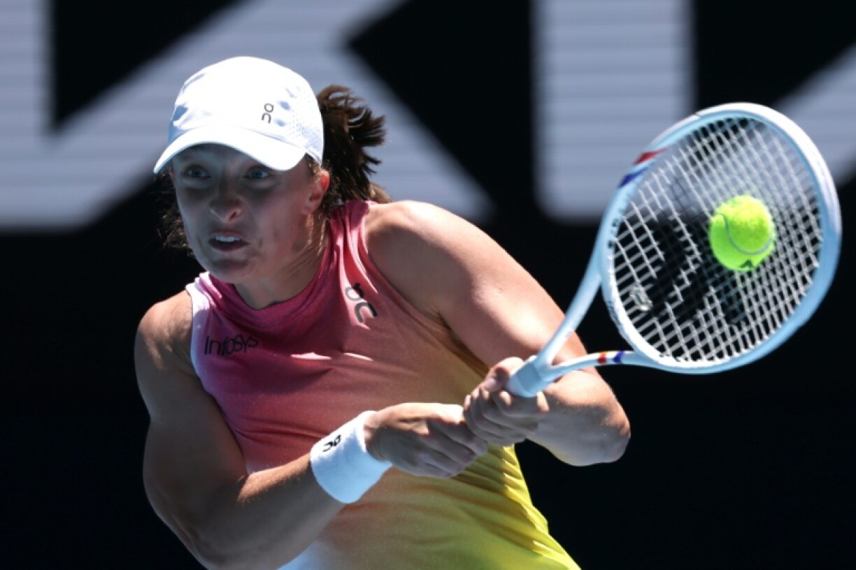 Poland's Iga Swiatek hits a return