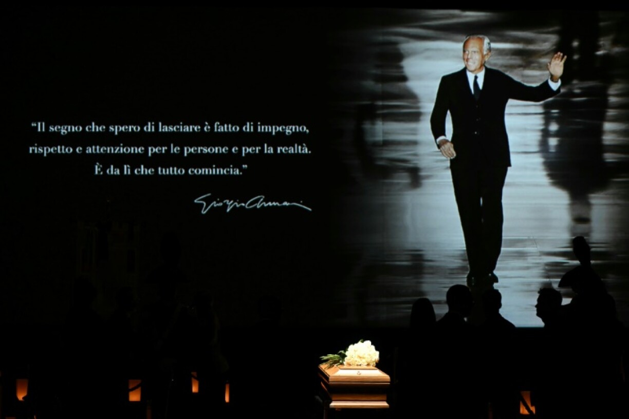 Giorgio Armani's coffin was put on public display in Milan ahead of his burial