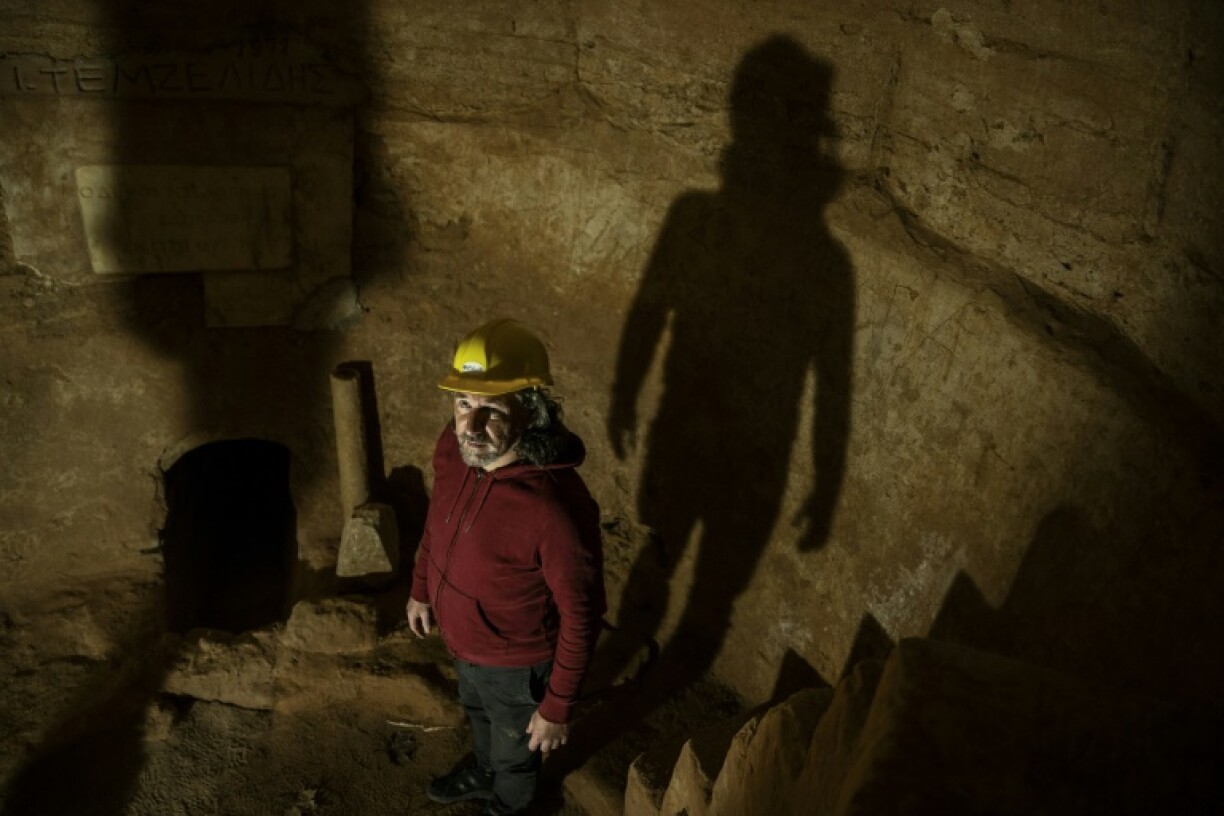 Christos Geovanopoulos inside a dry settling basin