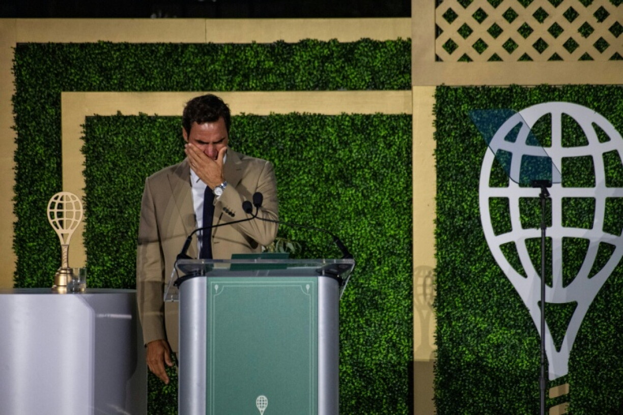 L'ancien joueur suisse Roger Federer lors de son intronisation au International Tennis Hall of Fame, à Newport (Rhode Island), le 29 août 2026