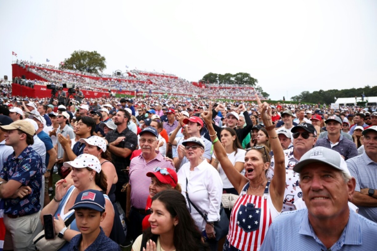 Spectators look on during the opening ceremony for the 2025 Ryder Cup at Bethpage Black in New York