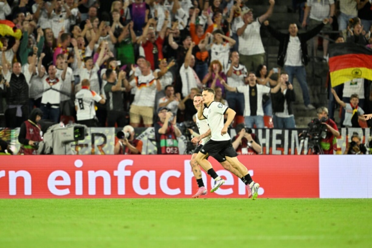 Germany midfielder Florian Wirtz celebrates after scoring in his side's win over Northern Ireland
