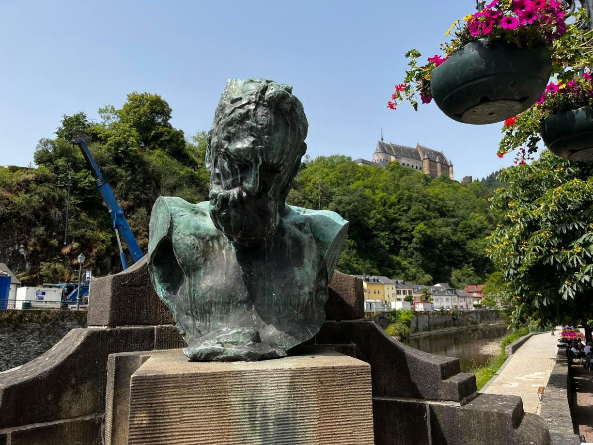 Victor Hugo's bust which you can find on the main bridge in Vianden, next to the Victor Hugo House, his former living quarter.