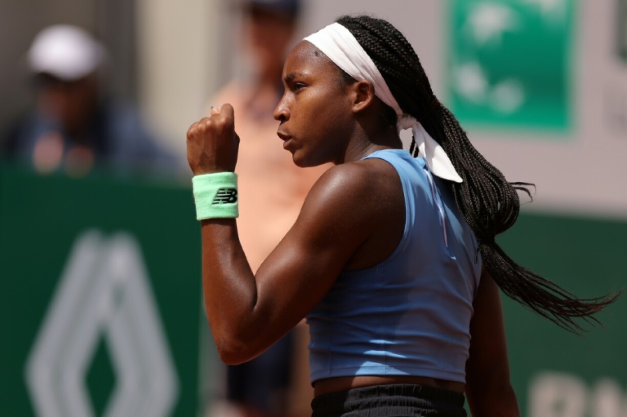 L'Américaine Coco Gauff lors de son match contre l'Espagnole Rebeka Masarova le 30 mai 2023 à Roland-Garros à Paris