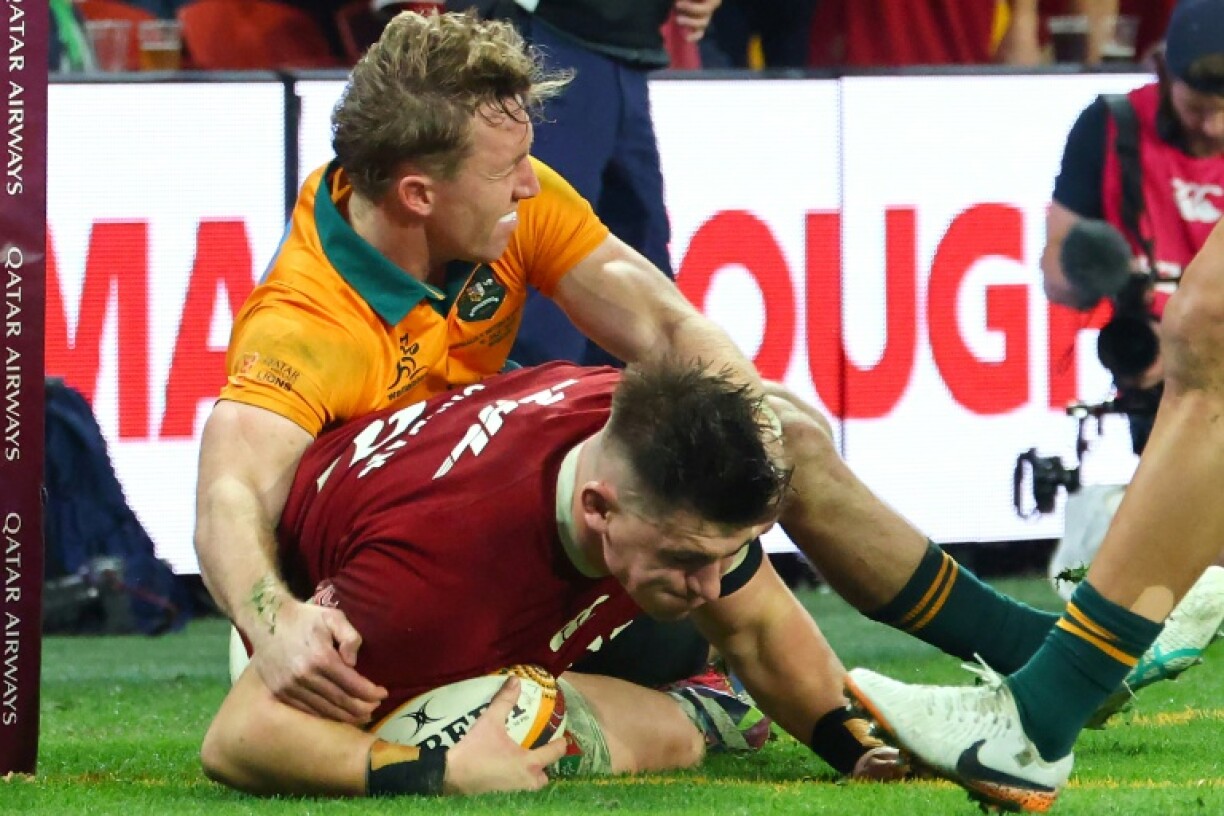British and Irish Lions hooker Dan Sheehan scores against Australia