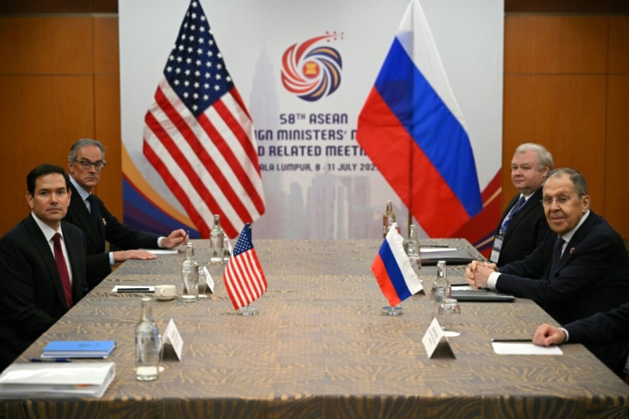 US Secretary of State Marco Rubio (left) meets with Russia's Foreign Minister Sergei Lavrov on the sidelines of the ASEAN Foreign Ministers' meeting at the Kuala Lumpur Convention Centre