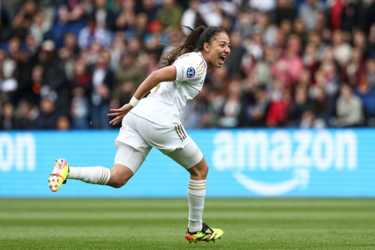 Selma Bacha marque pour Lyon contre le PSG, en demi-finale retour de Ligue des champions, le 28 avril 2024 au Parc des Princes