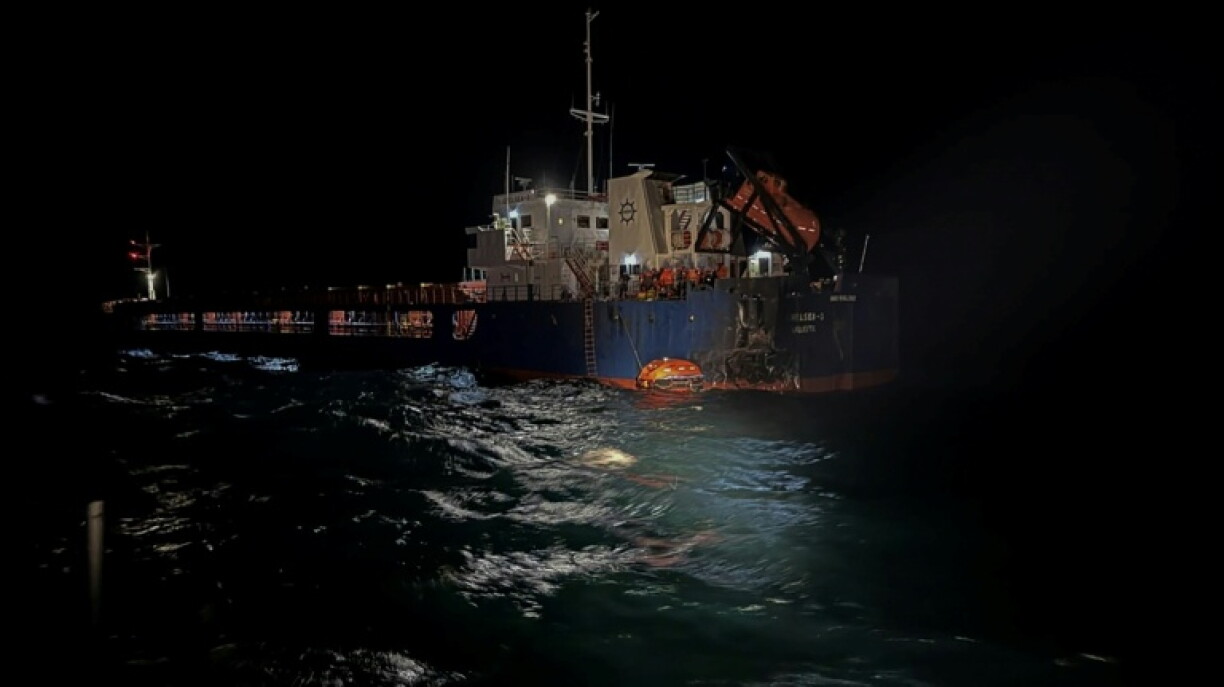 Ukrainian-owned cargo ship Chelsea 3 was hit by three aerial drones, according to Bulgaria