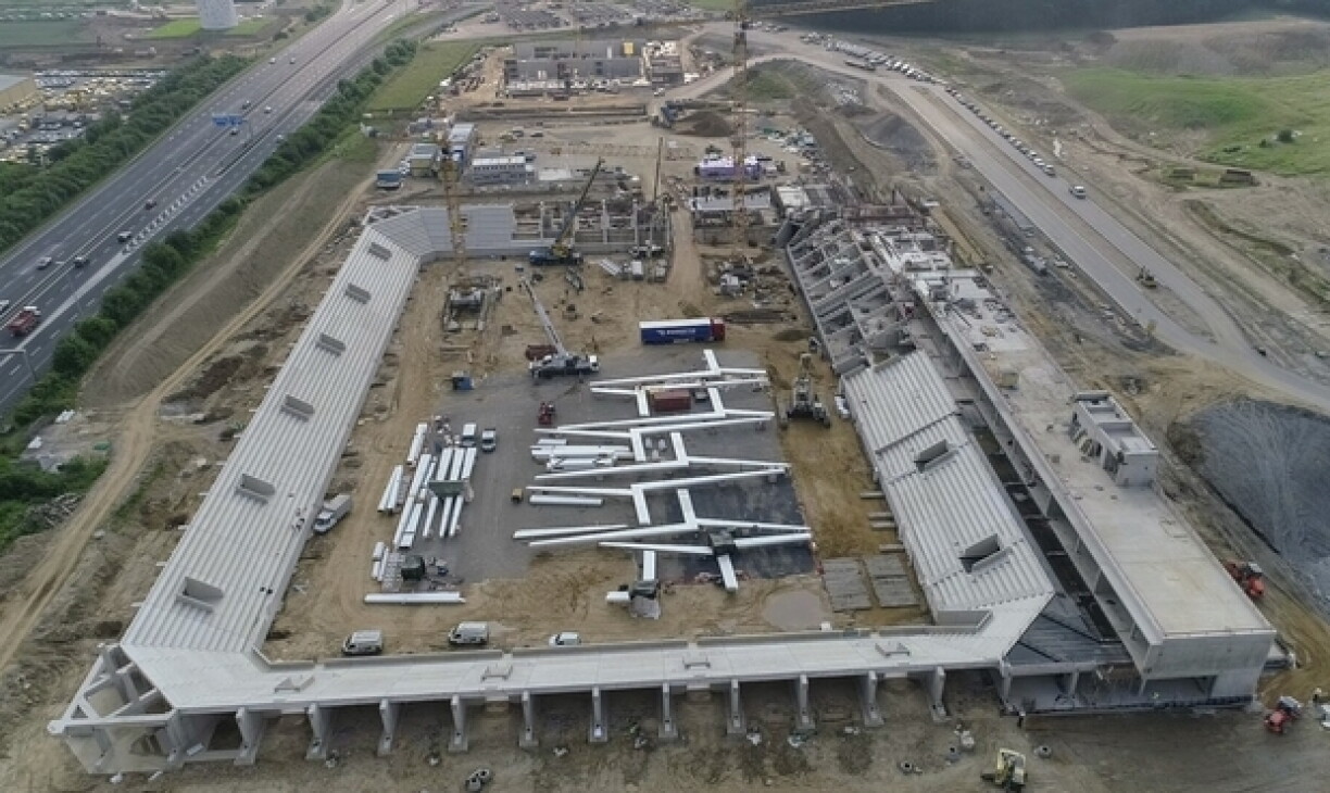Le chantier du nouveau stade photographié depuis les airs.
