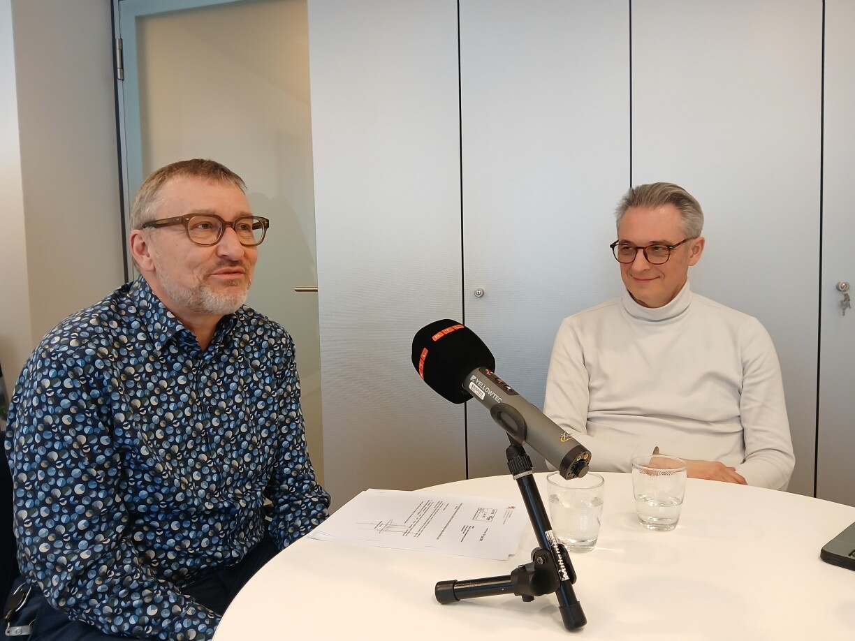 De SEBES-President André Weidenhaupt an de SEBES-Direkter Georges Kraus (v.l.n.r.)