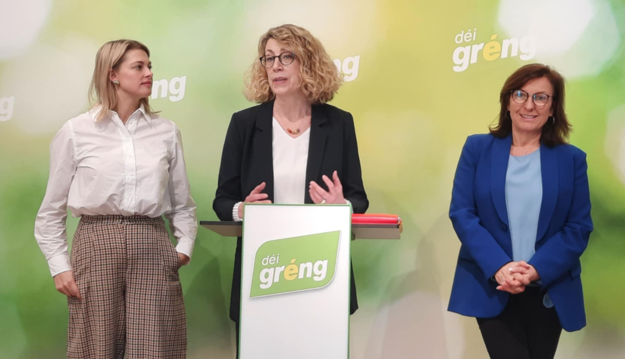 Djuna Bernard, députée des Verts, Joëlle Welfring, ex-ministre de l'Environnement, et Tilly Metz, eurodéputée des Verts.