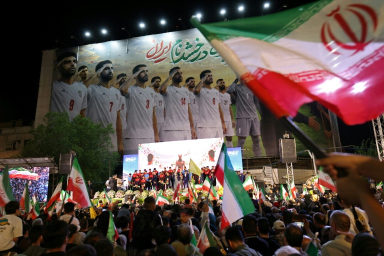 Cérémonie en l'honneur des footballeurs iraniens, à Téhéran, le 13 mai 2026