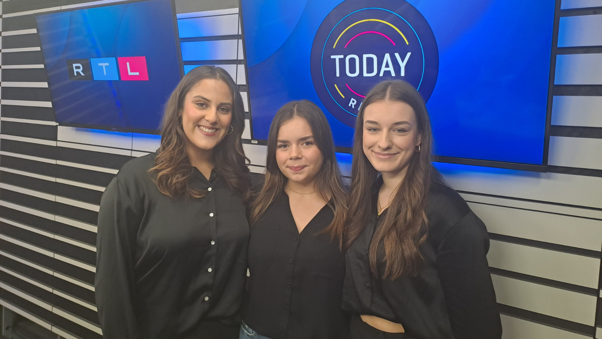 Bëssen Wëssen managers at the Today Radio studios (L-R) Julia Elgarrach, Kim Lanners, Vicky Noben