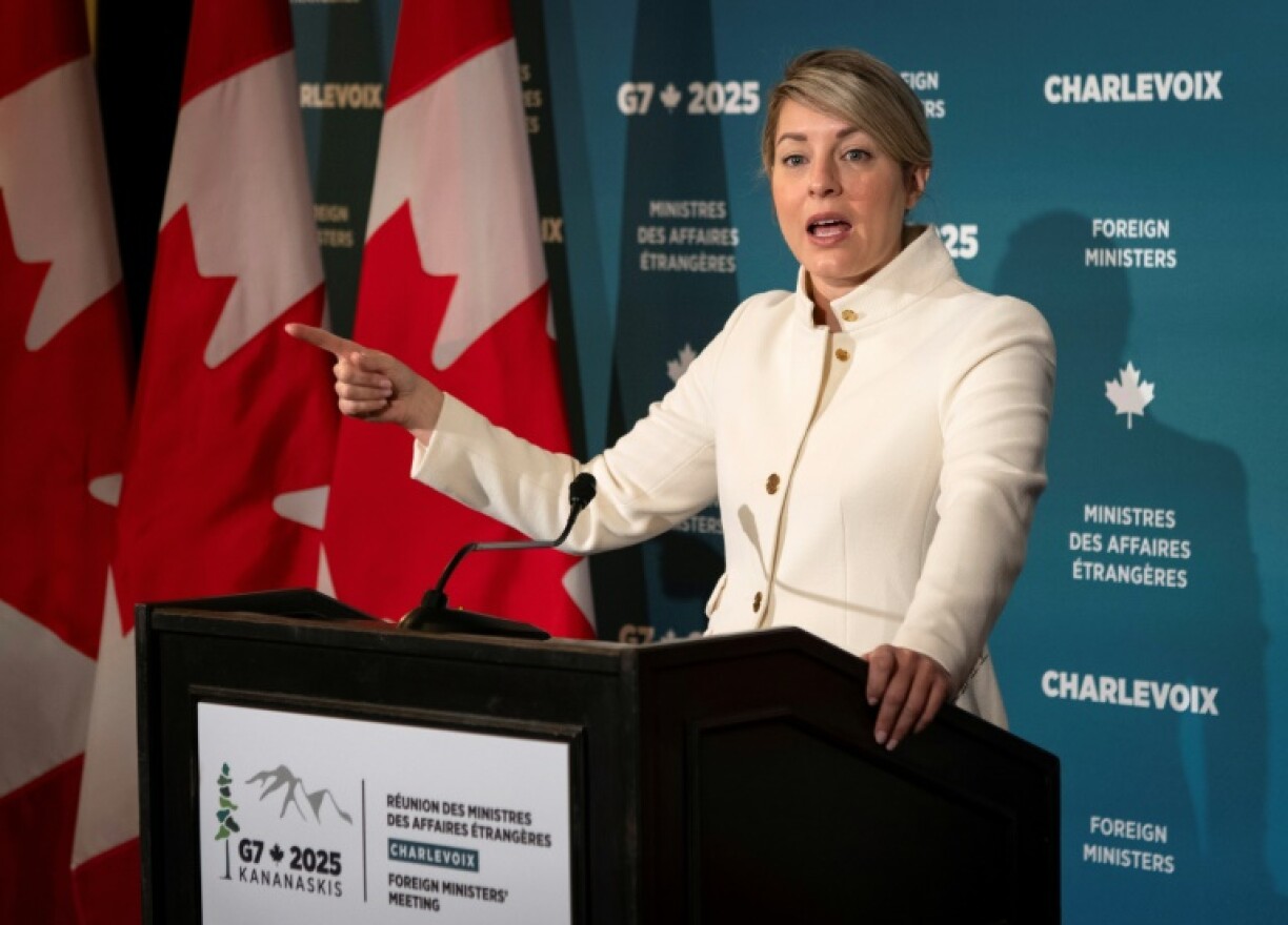 Canadian Foreign Minister Melanie Joly speaks during the G7 meeting of foreign ministers in Quebec