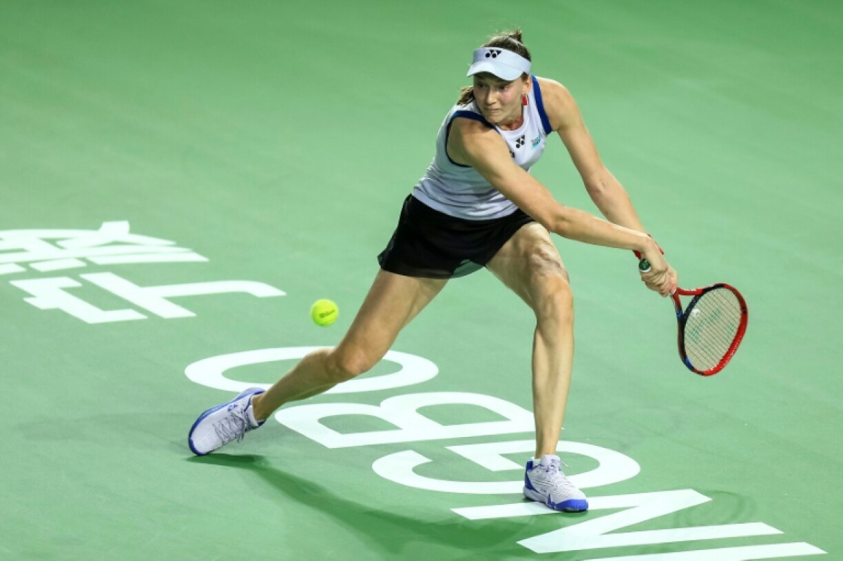 Elena Rybakina hits a return in Ningbo