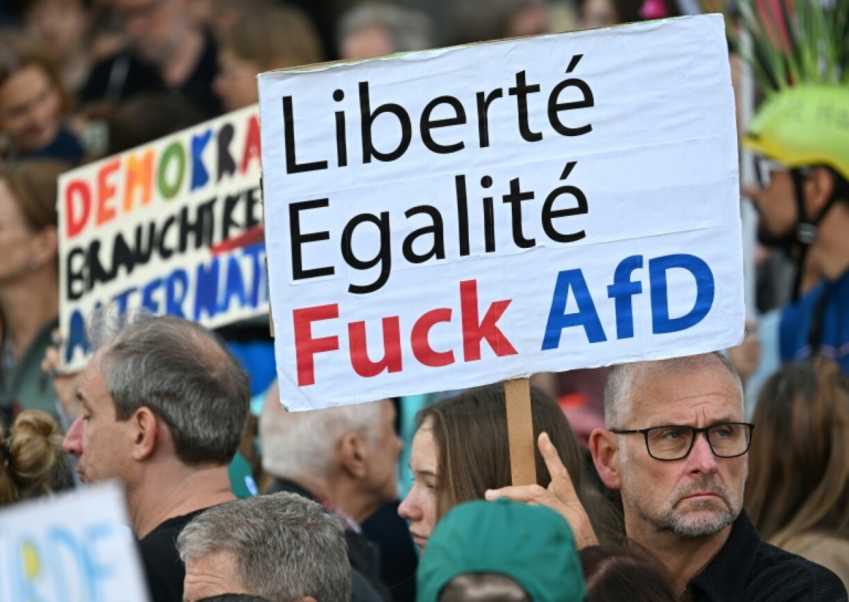 Manifestation à Berlin contre l'extrême droite et le parti Alternative pour l'Allemagne (AfD) à Berlin le 12 septembre 2026