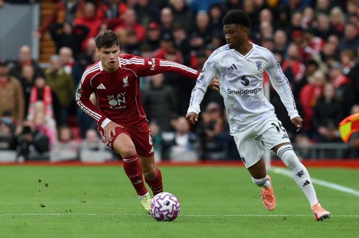 Liverpool defender Milos Kerkez (left) has struggled since his arrival at Anfield