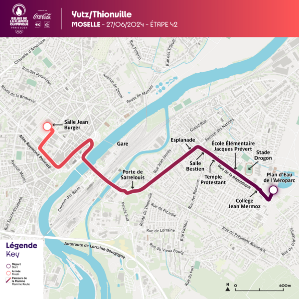 Le parcours de la flamme olympique à Yutz et Thionville.