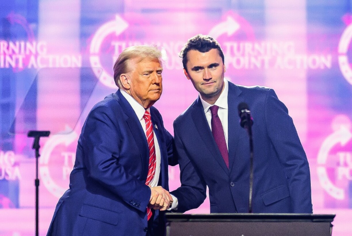 Charlie Kirk (right), a 31-year-old prominent ally of US President Donald Trump, was fatally gunned down at a university in Utah on Wednesday