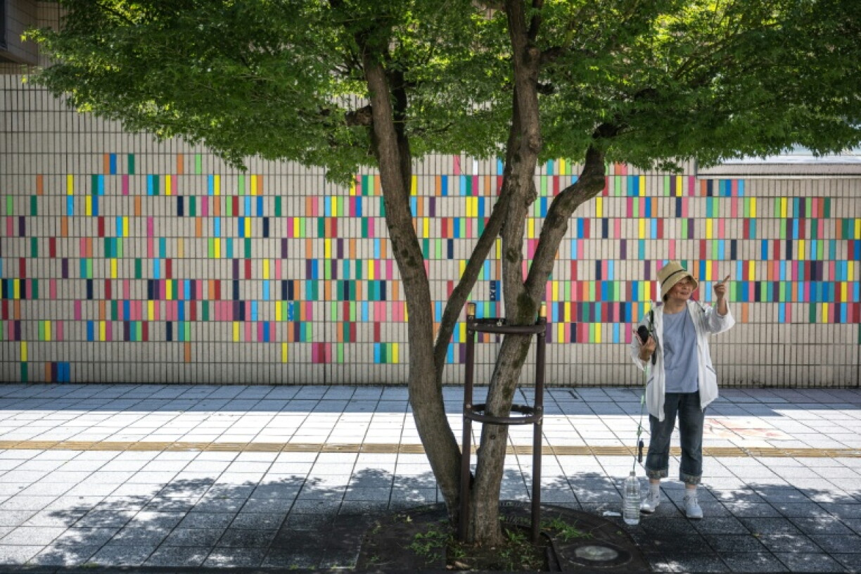 Activist Kaoru Morimoto checks the temperature in Nakano district of Tokyo, part of her campaign to boost the Japanese capital's tree cover to help with extreme heat