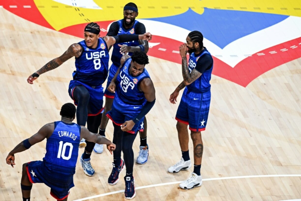 Mission accomplie pour les joueurs américains vainqueurs de l'Italie en quart de finale du Mondial à Manille, le 5 septembre 2023