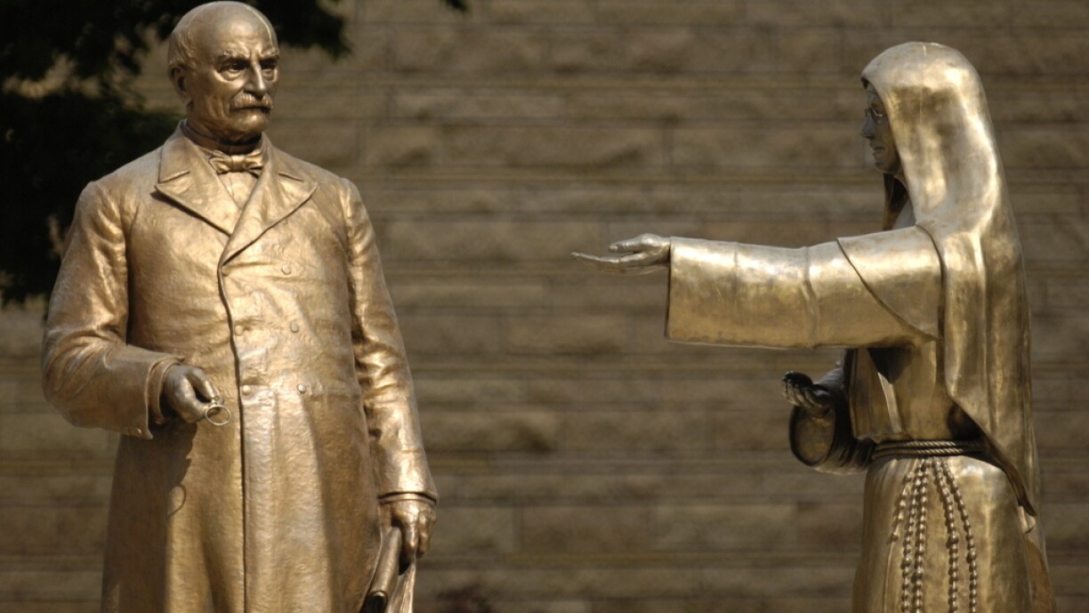 Statues of Dr William Worrall Mayo and Mother Alfred Moes.
