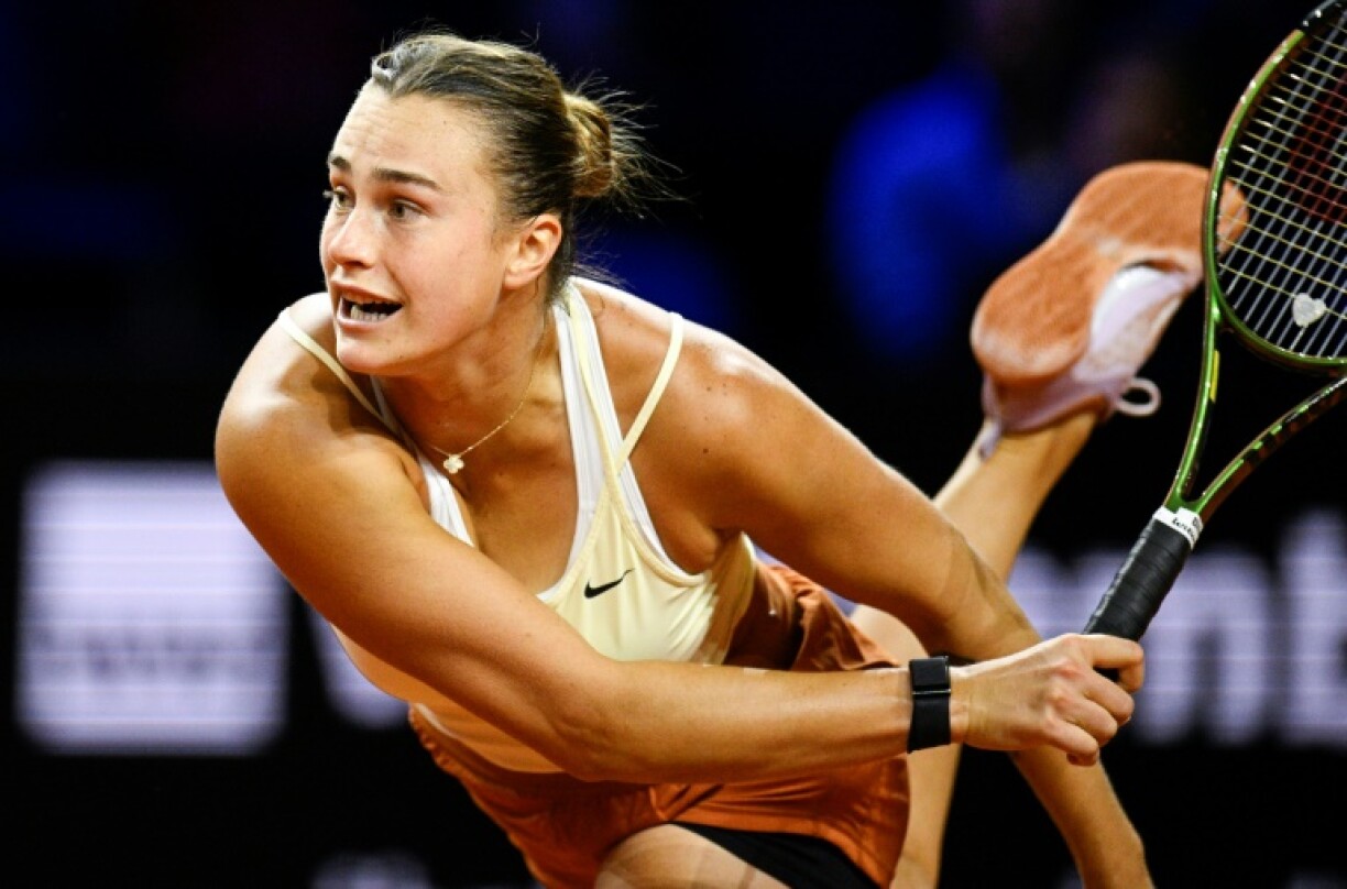 La Bélarusse Aryna Sabalenka en demi-finale du tournoi de Stuttgart le 22 avril 2023 à Stuttgart