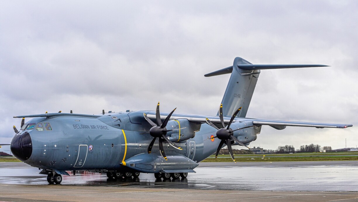 Illustration picture shows the arrival of an A400M transport airplane of the Belgian Defence, at the military airport in Melsbroek on Tuesday, 22 December 2020. In total, Belgium has ordered eight A400M aircraft, one of which is on behalf of Luxembourg, to replace the current C-130s.