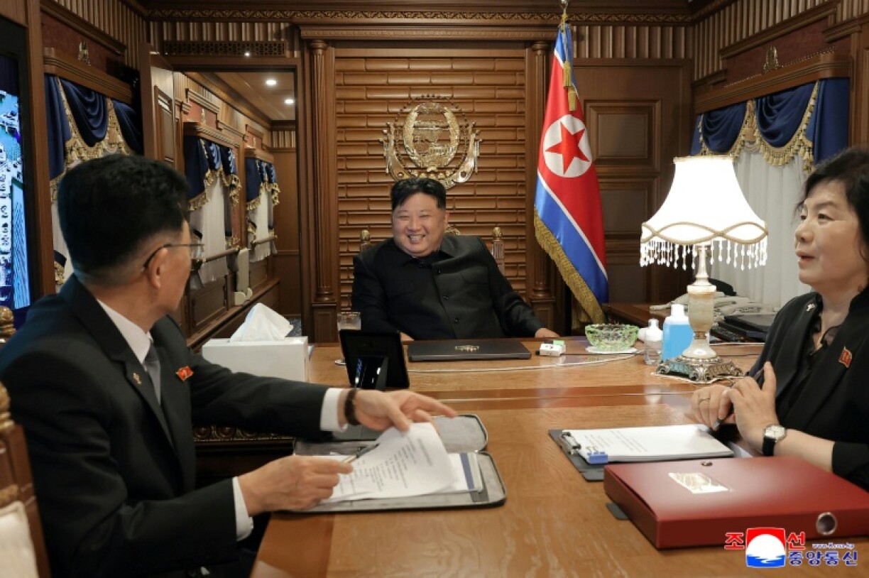 Kim Jong Un aboard his special train is shown in a picture taken on September 1, 2025 and released from North Korea's official Korean Central News Agency via KNS