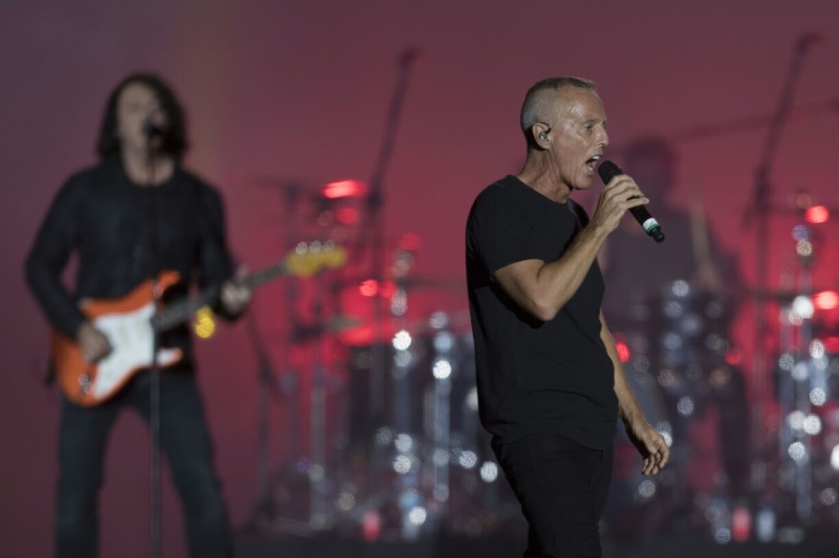 Roland Arzabal (g) et Curt Smith (d) du groupe Tears for Fears en concert à Rio de Janeiro en septembre 2017, au Brésil